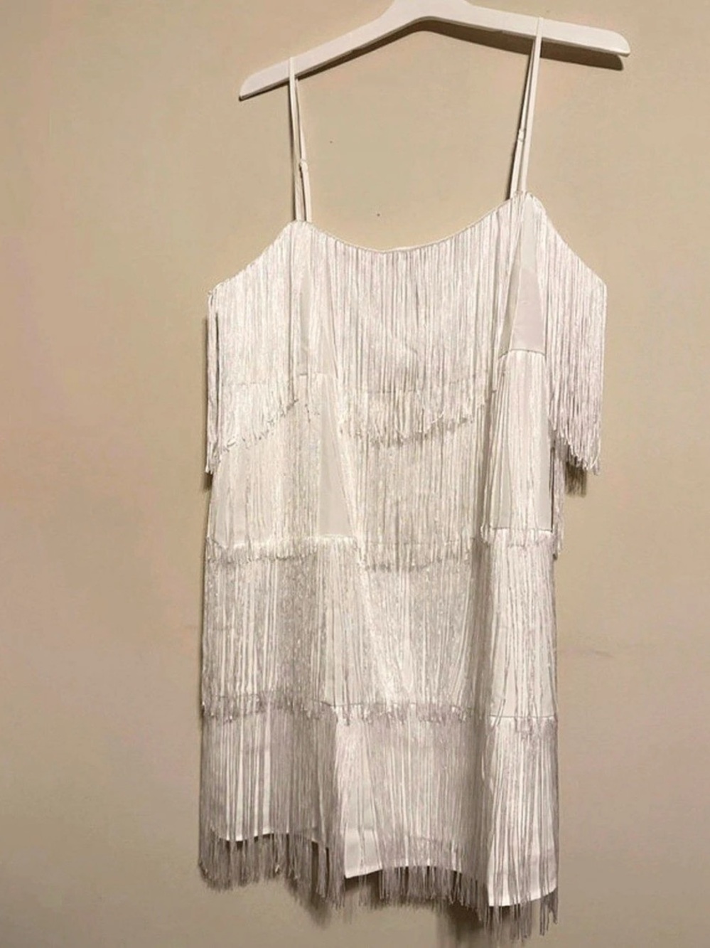 a new day White Fringe Mini Dress Size XL Like New